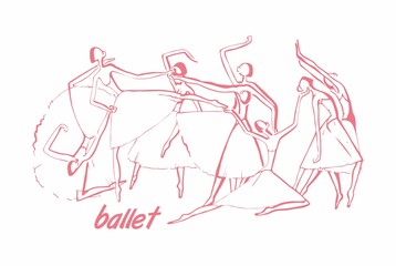 pink graphic figure ballet where the ballerinas in packs are dancing