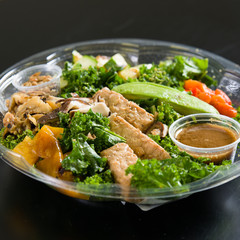 Close up shot of a healthy green salad