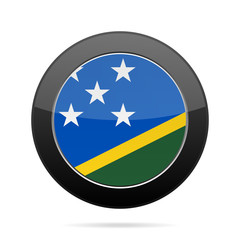Flag of Solomon Islands. Shiny black round button.