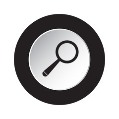 round black, white button icon - magnifier