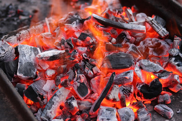 burning coals