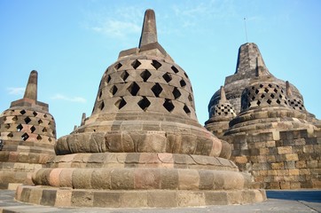 Stupas of Borobudur Temple in Yogyakarta, Indonesia