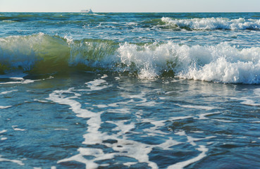 Landscape the sky is the Baltic sea waves. Small sea wave.