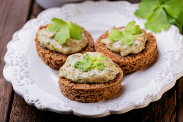 Creamy pate of fish with mackerel, parsley, sour cream  
