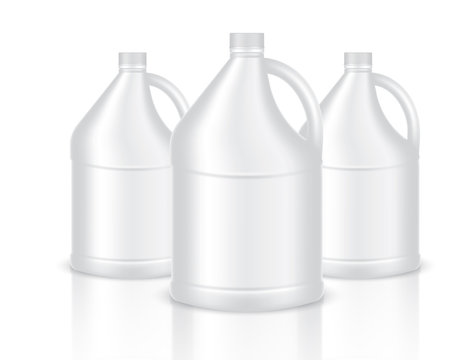 Mock up Realistic Plastic Gallon Packaging Product For Chemical Solution or Milk Bottle isolated Background.