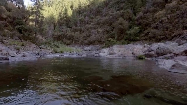 Beautiful Yuba River in Northern California flowing in the middle of summer