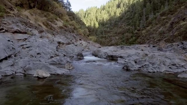 Beautiful Yuba River in Northern California flowing in the middle of summer