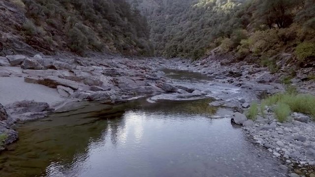 Beautiful Yuba River in Northern California flowing in the middle of summer