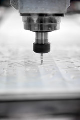 High precision CNC machining center working, operator machining automotive sample part process in factory