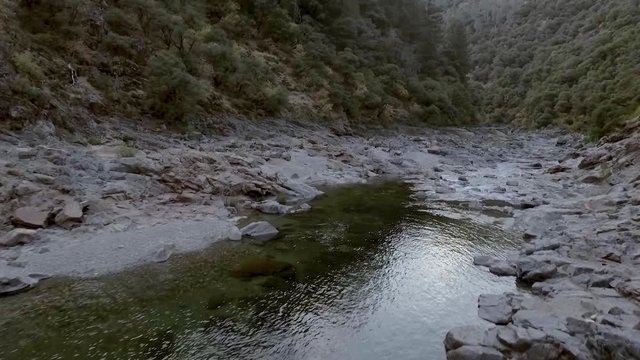 Beautiful Yuba River in Northern California flowing in the middle of summer