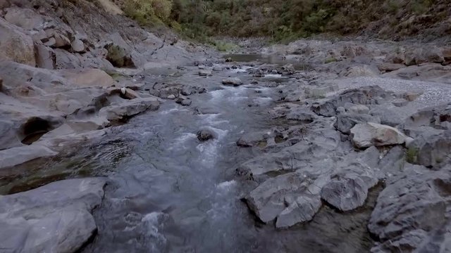 Beautiful Yuba River in Northern California flowing in the middle of summer