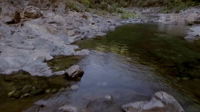 Beautiful Yuba River in Northern California flowing in the middle of summer