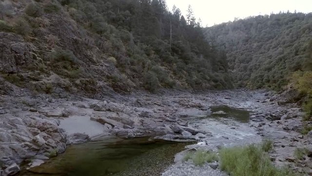 Beautiful Yuba River in Northern California flowing in the middle of summer