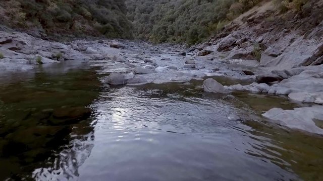 Beautiful Yuba River in Northern California flowing in the middle of summer