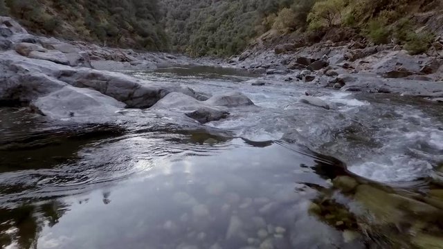 Beautiful Yuba River in Northern California flowing in the middle of summer