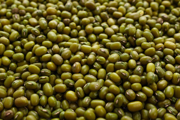 fresh muung beans on a white background