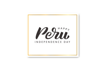 Vector realistic isolated greeting card with lettering for 28th July Independence Day in Peru for decoration and covering on the white background.