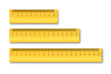 Vector set of realistic isolated ruler for decoration and covering on the white background. Concept of school, education and learning.