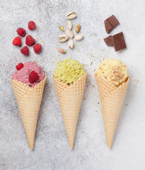Ice cream with nuts and berries