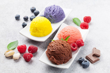 Ice cream with nuts and berries