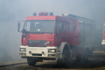 fire fighting vehicle in fire fighting