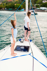 Family on board of sailing yacht