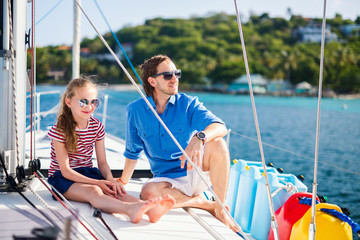 Family on board of sailing yacht