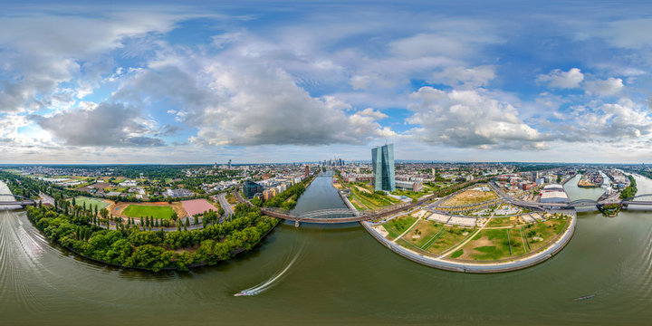 360° Luftbildpanorama Frankfurt am Main (Ost)
