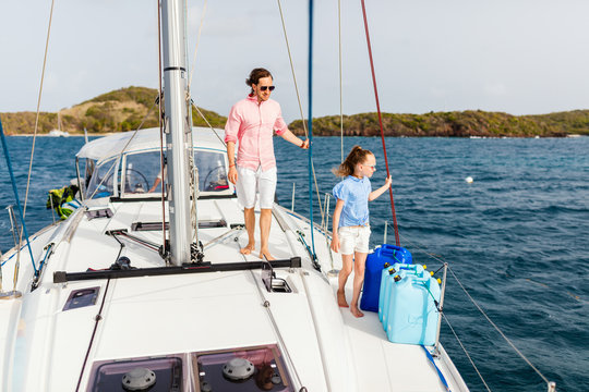 Family on board of sailing yacht