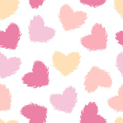 Vector fluffy heart seamless pattern Isolated on white background. - 215547873