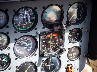 Inside view of a helicopter cockpit / dashboard & Instruments panel