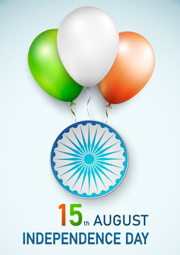 Happy Indian republic day background with balloons in traditional tricolor of Indian flag. Vector illustration