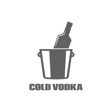 Vodka bottle logo. Cold vodka icon on white background
