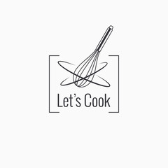 wire whisk for cook logo on white background