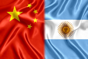 Argentina and China flag silk