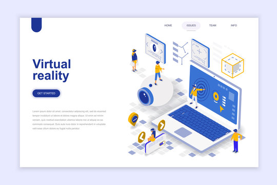 Virtual augmented reality glasses modern flat design isometric concept. Entertaining and people concept. Landing page template. Conceptual isometric vector illustration for web and graphic design.