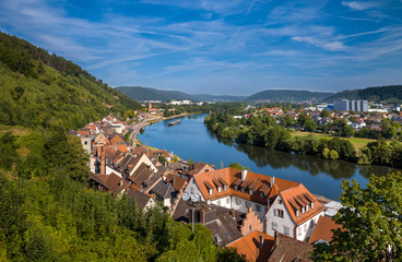 Old houses in  Miltenberg town,  Bavaria, Germany.