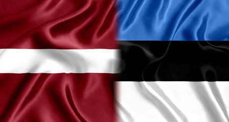Latvia and Estonia flag silk