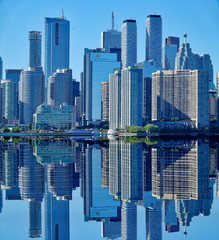 Toronto, Ontario, Canada-20 June, 2018: Toronto financial district skyline view from Ontario Lake