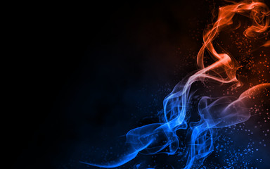 Colorful clouds of smoke on a black background. Abstract dark background