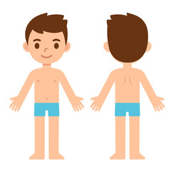 Cartoon boy front and back