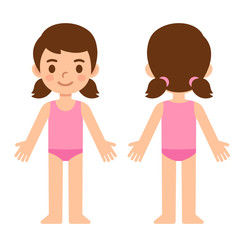 Cartoon girl front and back