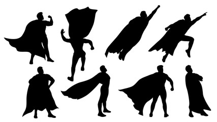 super hero silhouette set - obrazy, fototapety, plakaty