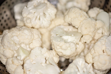 Cauliflower in a pot ready to be steamed
