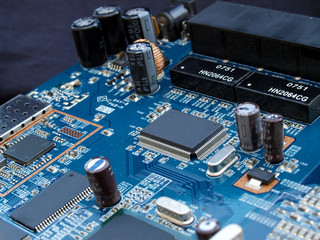    close up of electronic  elements on motherboard
