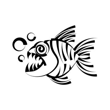 piranha illustration isolated on white background.