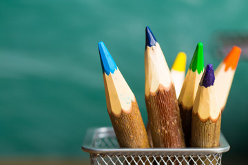 Colored pencils at school