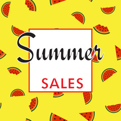 Summer sales background with watermelon parts. Vector