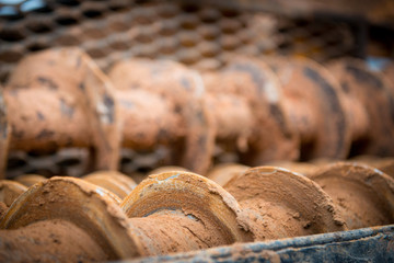 Drill for water search. Drilling installation in disassembled form.Industrial technician.