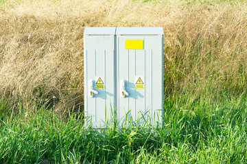 A danger high voltage sign on an electrical box
